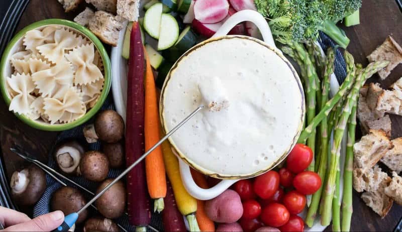 receita de fondue de queijo vegano