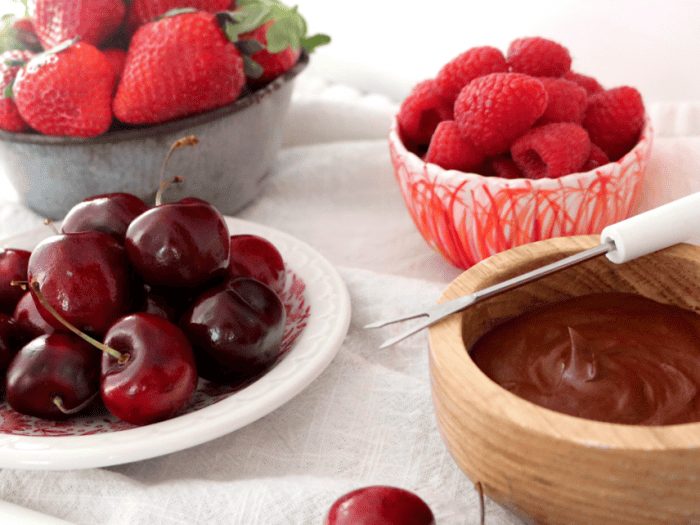 Receita de fondue de chocolate vegano